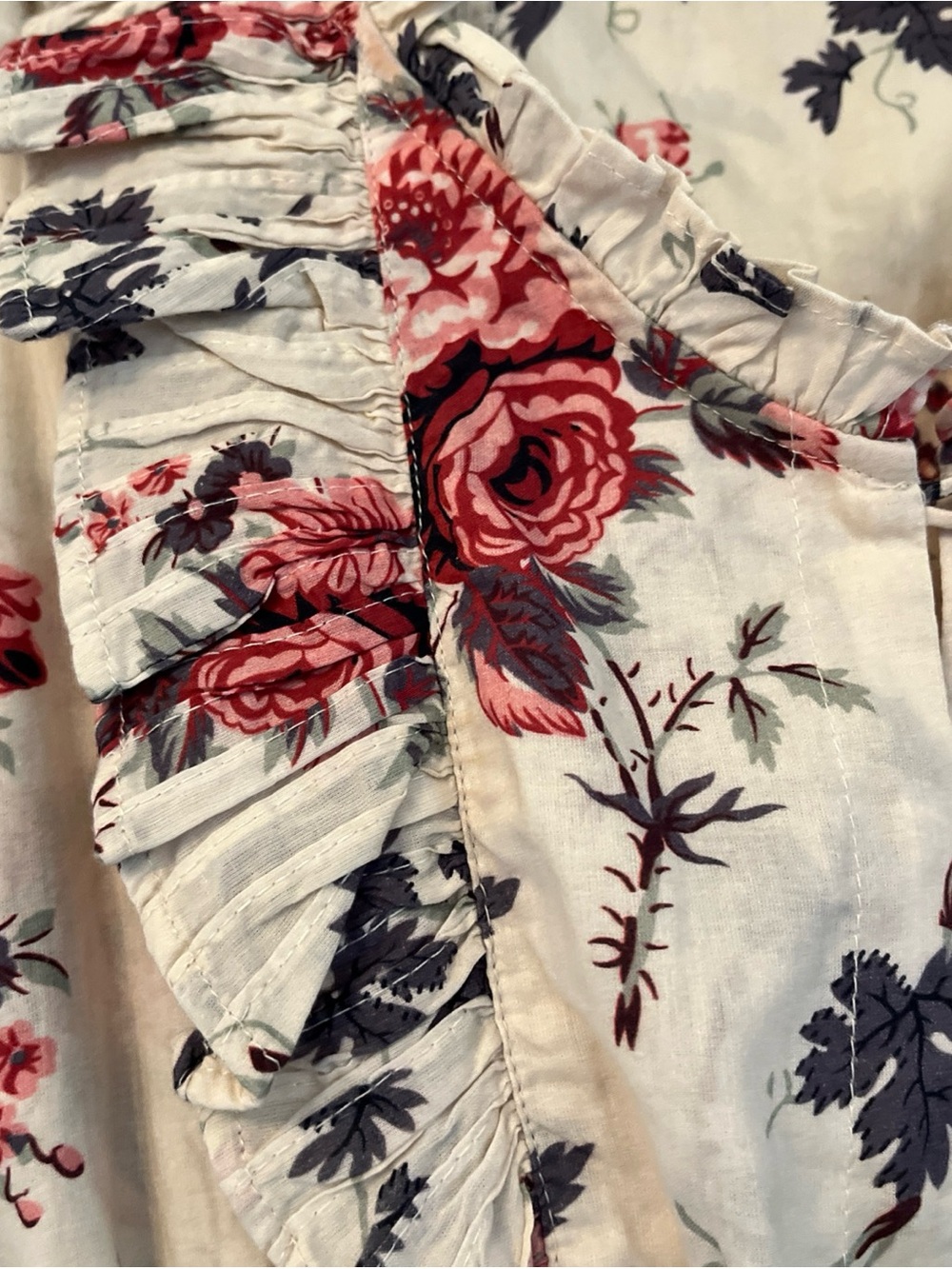 LoveShackFancy Floral Roses Tiered Ruffle Mini Dress Cotton Sz S - Picture 2 of 7